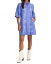Johnny Was Camille Kimono Sleeve Linen Shirt Dress In Baja Blue In Blue