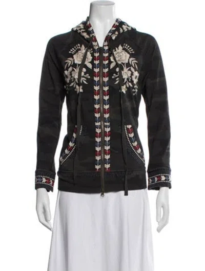 Pre-owned Johnny Was Camouflage Print Jacket In Black