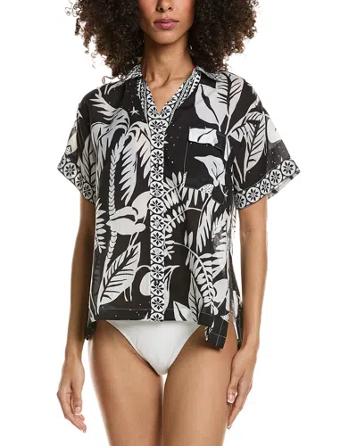 Johnny Was Camp Button Front Shirt In Black