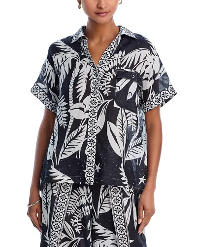 Johnny Was Camp Shirt Cover-up In Black
