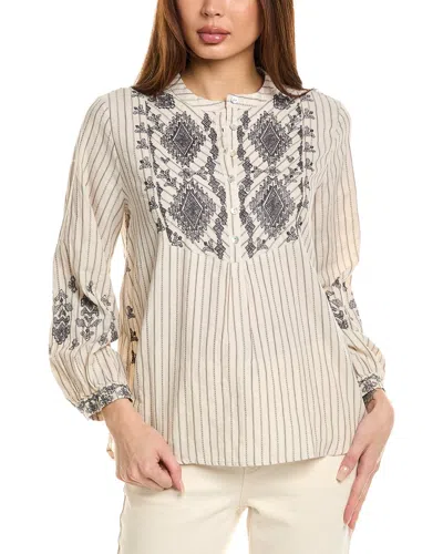 Johnny Was Cara Yoke Blouse In Beige