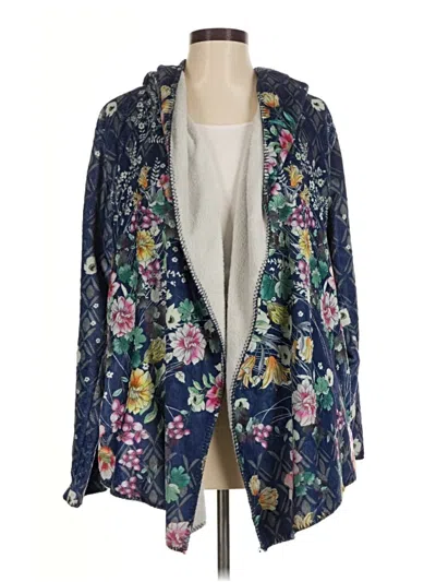 Pre-owned Johnny Was Cardigan Sweater In Blue
