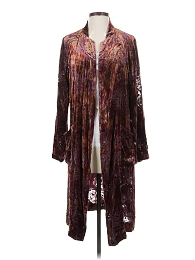 Pre-owned Johnny Was Cardigan Sweater In Burgundy