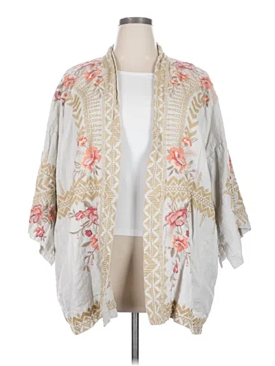 Pre-owned Johnny Was Cardigan Sweater In White