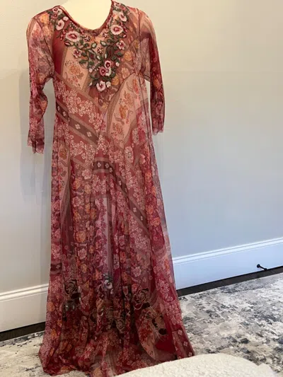 Pre-owned Johnny Was Cardinal Mesh Multicolor Long Dress Sz Xl, L, S