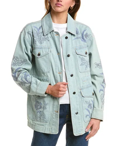 Johnny Was Cargo Denim Jacket In Blue