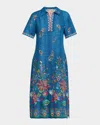 Johnny Was Carlie Floral & Paisley-print Midi Dress In Blue