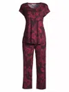 Johnny Was Carrie Cap Sleeve Crop Set Pajama In Red In Red