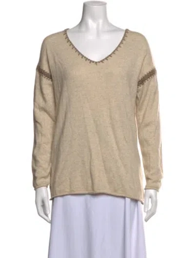 Pre-owned Johnny Was Cashmere Patterned Sweater In Neutrals