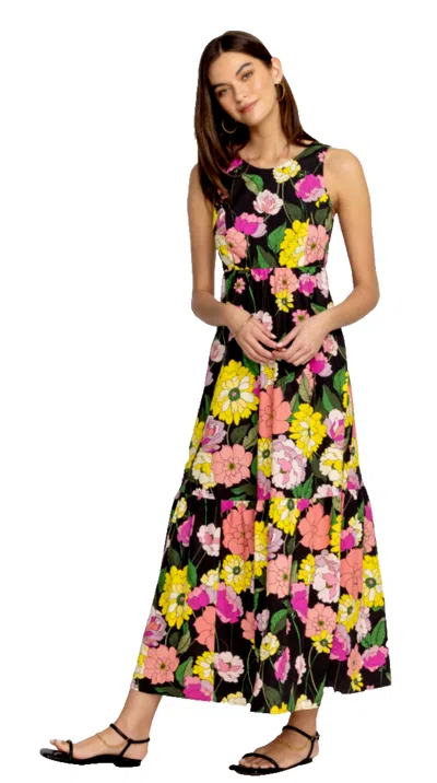 Pre-owned Johnny Was Cassia Maxi Dress Sz M Open Back Floral Sleeveless 100% Cotton In Multicolor