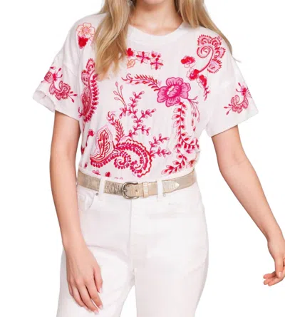 Johnny Was Cassia Raw Detail Swing Tee In White