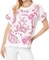 Johnny Was Cassia Embroidered Swing Tee In White