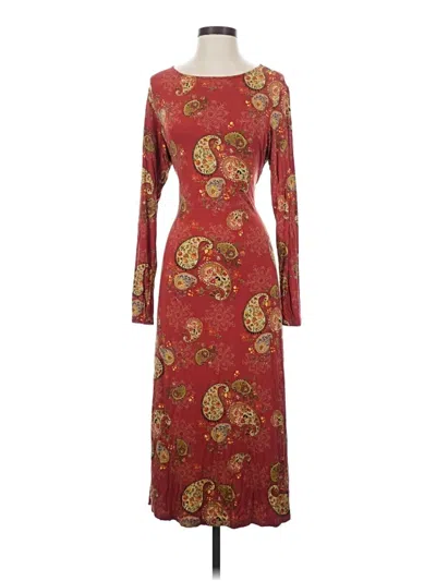 Pre-owned Johnny Was Casual Dress In Burgundy