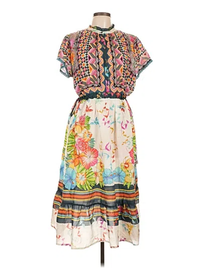 Pre-owned Johnny Was Casual Dress In Ivory