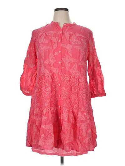 Pre-owned Johnny Was Casual Dress In Pink