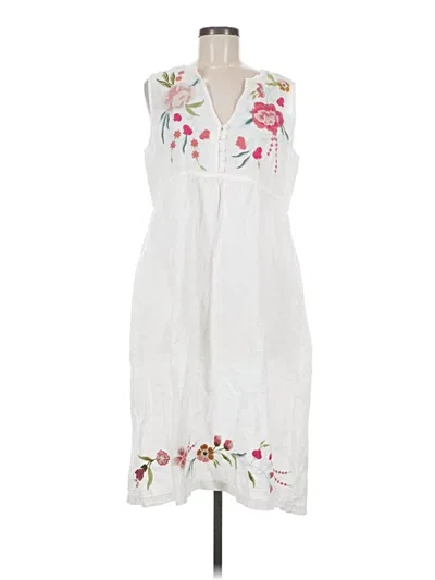 Pre-owned Johnny Was Casual Dress In White