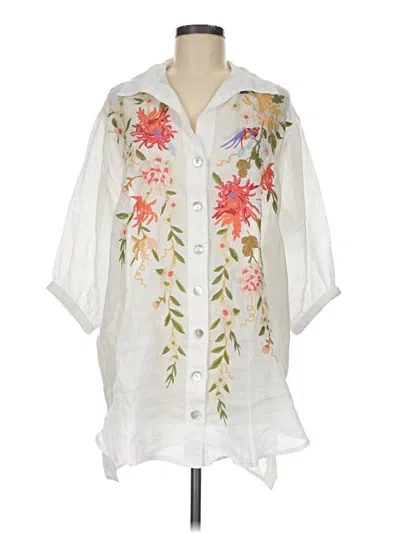 Pre-owned Johnny Was Casual Dress In White