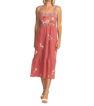 Johnny Was Catalina Square Neck Tank Dress In Mineral Red In Pink