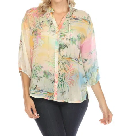 Johnny Was Cathryn Button-down Blouse In Raffia Print In Brown
