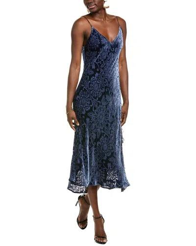 Johnny Was Ceecee Velvet Burnout Silk-blend Slip Dress In Blue