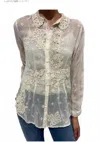 Johnny Was Celia Applique Shirt In Cream In White