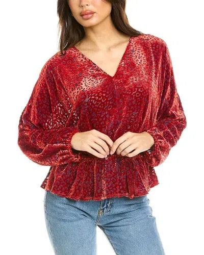 Johnny Was Chaka Peplum Blouse In Multicolor In Red