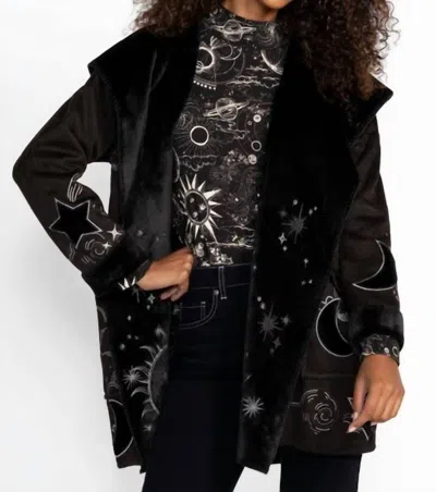 Johnny Was Chani Suede Back Fur Coat In Black