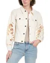 Johnny Was Charlotta Cropped Denim Jacket In Beige