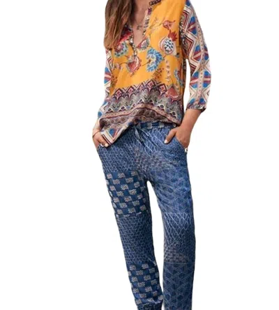 Johnny Was Cher Embroidered Pant In Denim In Multi