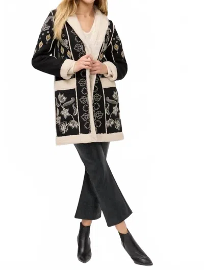 Johnny Was Cheyenne Lori Faux Suede Sherpa Jacket In Black