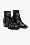 JOHNNY WAS CHIARA EMBROIDERED SUEDE BOOTIE IN BLACK