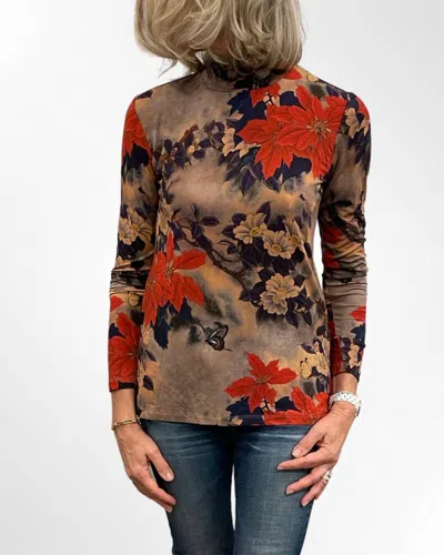 JOHNNY WAS CLARET MOCK NECK TOP IN MULTI