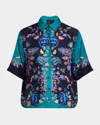 Johnny Was Claudine Floral-print Crepe De Chine Shirt In Multi