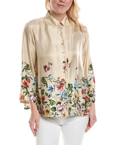 Johnny Was Clio Twill Silk Blouse In Multi