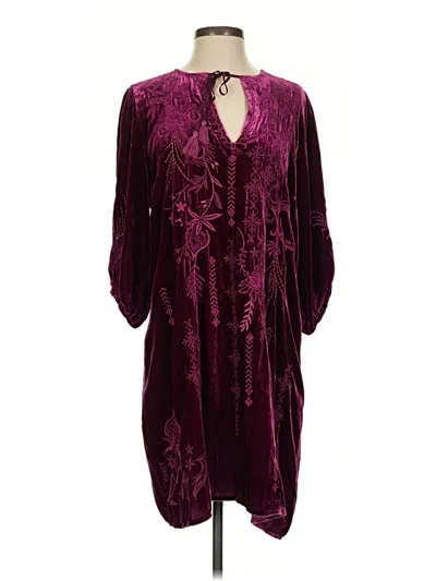 Pre-owned Johnny Was Cocktail Dress In Burgundy