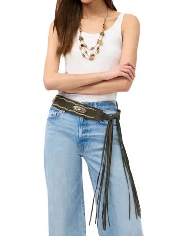 Johnny Was Collina Italian Suede Tassel Belt In Catfish In Multi