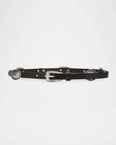 Johnny Was Concho Leggera Leather Belt In Black