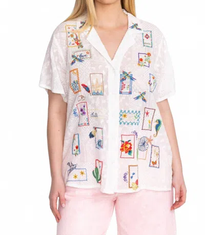 Johnny Was Cooper Button Up Blouse - Plus In White