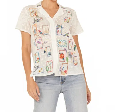 Johnny Was Cooper Button Up Blouse In White