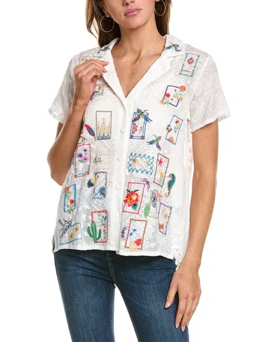 Johnny Was Cooper Button Up Blouse In White