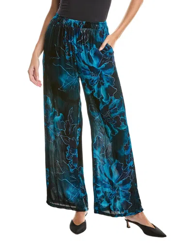 Johnny Was Corduroy Velvet Wide Leg Silk-blend Pant In Black