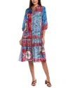 Johnny Was Cornelia Silk Midi Dress In Blue