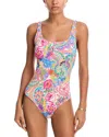 Johnny Was Crispire Zip Tank One Piece Swimsuit In Pink