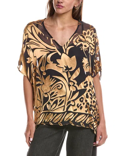 Johnny Was Croft Silk-blend Poncho In Brown