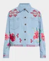 Johnny Was Talulla Cropped Denim Jacket In Denim Blue