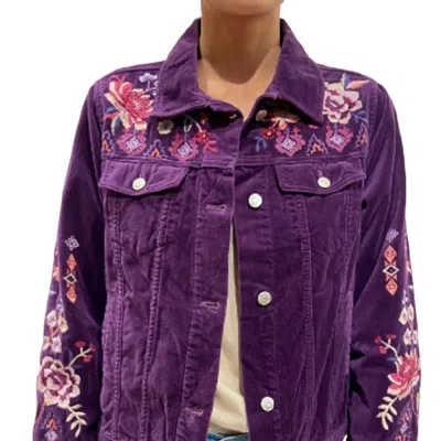 Johnny Was Curacao Cotton Velvet Jacket In Purple
