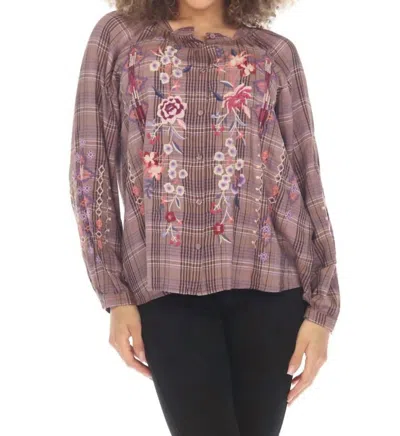 Johnny Was Curacao Raglan Poet Shirt In Plaid Multi In Pink