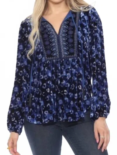 Johnny Was Curved Hem Blouse In Blue