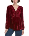 Johnny Was Curved Hem Prairie Blouse In Red