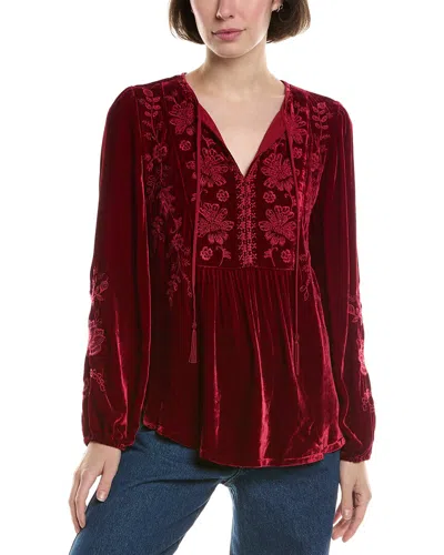 Johnny Was Curved Hem Prairie Blouse In Red
